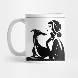 Greyhound Dog And Woman Art Deco Mug